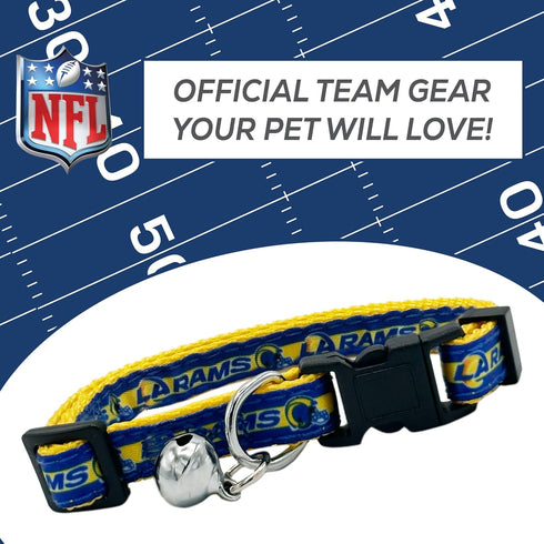 NFL CAT Collar Los Angeles Rams Satin Cat Collar Football Team Collar for Dogs & Cats. A Shiny & Colorful Cat Collar with Ringing Bell Pendant...