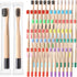 24 Pcs Kids Bamboo Toothbrushes Soft Bristle Toddler Toothbrush BPA Free Wooden Travel Toothbrushes for Kids Children Home Travel School, 5.7 Inch...
