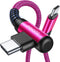 AINOPE USB C Cable Pink Rose Charger 60W 2 Pack 6.6FT Type C Cable Right Angle Compatible with iPhone 15 Pro Max Samsung Galaxy S24 S23 iPad Pro C...