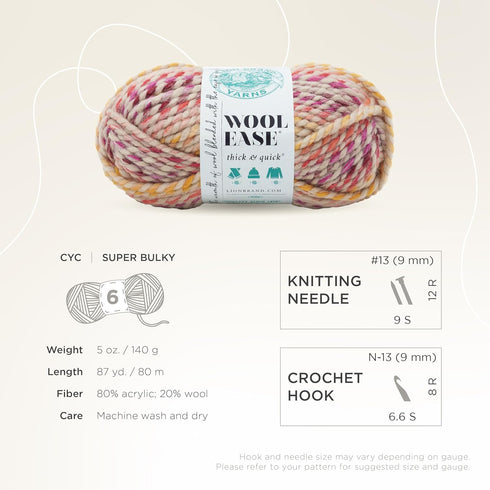 Lion Brand Yarn Wool-Ease Thick and Quick Yarn, Soft and Bulky Yarn for Knitting, Crocheting, and Crafting, 1 Pack, Spice Market...