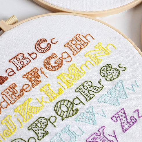 ojindiy Embroidery Kits for Beginners Adults 3 Packs, Learn 26 Alphabet Letters Stitches, Embroidery Kit for Craft Lover and Starter, Cross Stitch...