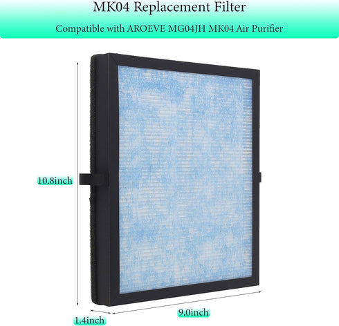 MK04 Replacement Filter,Compatible with AROEVE MK04 MG04JH Air Puri fier,H13 True HEPA Filter MK04 Replacement Filter, Part NO. MK04LX,2-Pack...