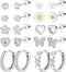 YADOCA 10 Pairs Hypoallergenic Screw Back Earrings for Women Girls Stainless Steel CZ Cute Colorful Butterfly Hoop Screwback Stud Earring Set...