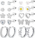 YADOCA 10 Pairs Hypoallergenic Screw Back Earrings for Women Girls Stainless Steel CZ Cute Colorful Butterfly Hoop Screwback Stud Earring Set...