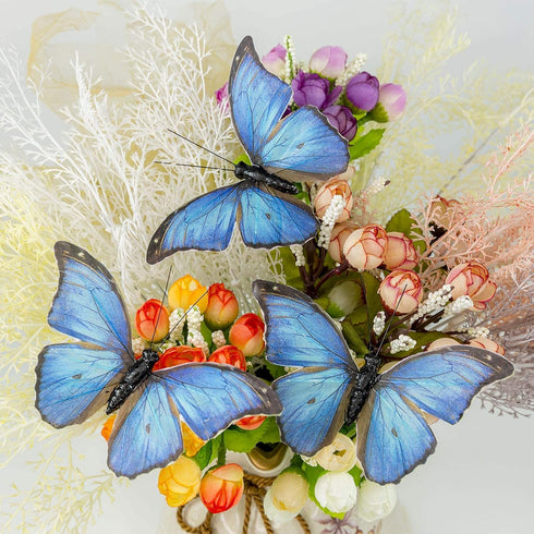 Berfutall-Morpho Butterfly Feather Butterflies on Picks Floral Supplies Set of 12 pcs Halloween Thanksgiving Decorations…...