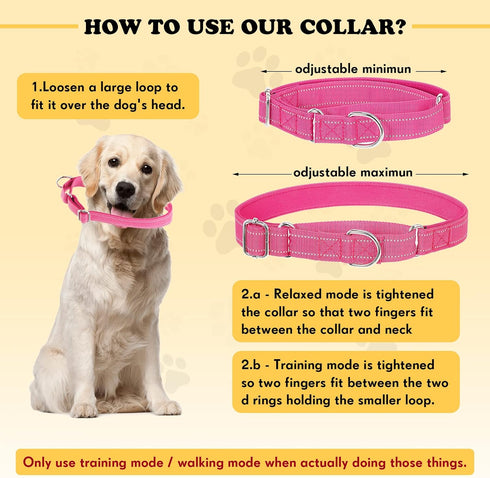 6 Pcs Martingale Collar for Dogs Reflective Dog Collar with Metal Buckle Adjustable Nylon PET Collar Prevent Slipping out Puppy Collars for Dog (P...