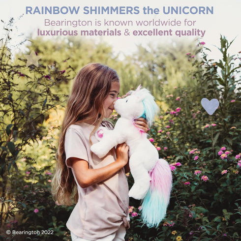 Bearington Rainbow Shimmers The White Unicorn Plush, 17 Inch Unicorn Stuffed Animal...