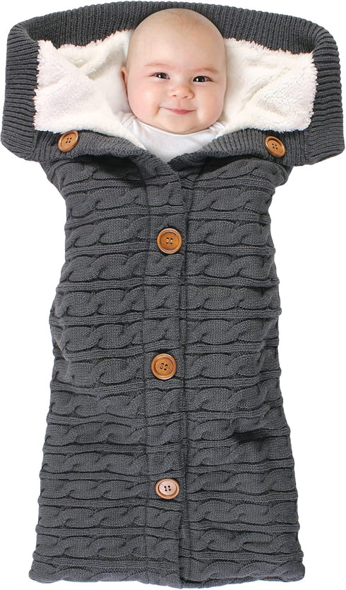 Hudson Baby Unisex Baby Sherpa Knitted Baby Lounge Stroller Wrap Sack, Mint, One Size...