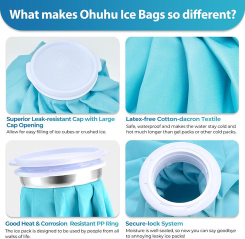 Ice Pack for Injuries Reusable: Ohuhu 3 Packs Ice Cold Packs with 2 Wrap Ice Bag Hot Water Hot & Cold Therapy Pain Relief for Knee Leg Injury No-L...