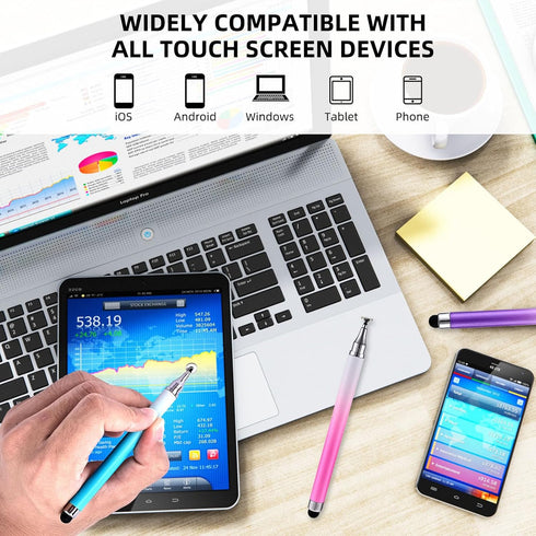 2 in 1 Stylus Pens for Touch Screens,3 Pcs Stylus Pencil with Transparent Disc & Silicone Tip High Sensitivity Stylus Fine Point Stylus Pen Compat...
