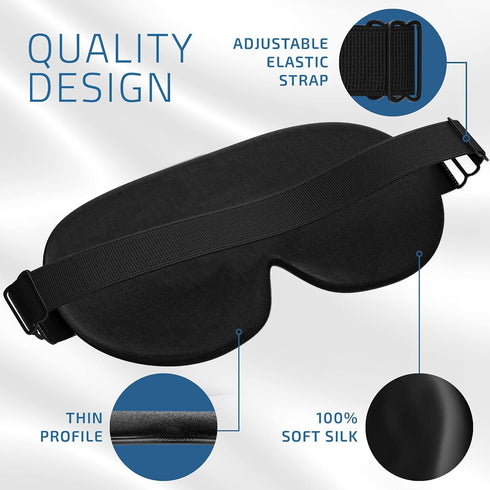 100% Silk Sleep Mask for A Full Night's Sleep | Comfortable & Super Soft Eye Mask with Adjustable Strap | Works with Every Nap Position | Best Sle...