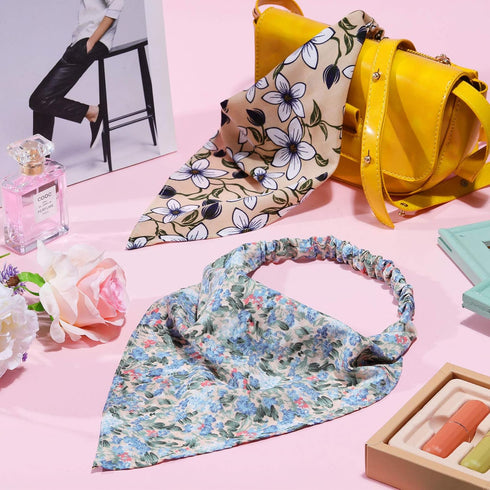 Syhood 6 Pcs Floral Elastic Hair Bandanas for Women Boho Hair Scarf Headband Chiffon Head Kerchief Turban with Clips(Rural Floral Patterns)...