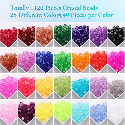 Paxcoo 1120Pcs Crystal Beads for Jewelry Making, Crystal Acrylic Beads Faceted Jewelry Beads Bicone Gem Beads jewel for Jewelry Making (8 MM)...