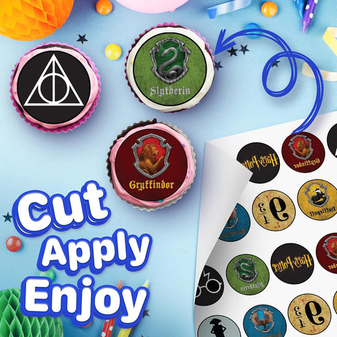 30 x Edible Cupcake Toppers – Wizarding World Inspired Collection of Edible Cake Decorations | Uncut Edible on Wafer Sheet...