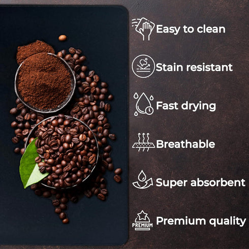 Abosrbent Dish Drying Mat for Kitchen Counter - Easy to Clean Non Slip Coffee Mat for Countertop - Multiple Usage Coffee Bar Accessories for Espre...