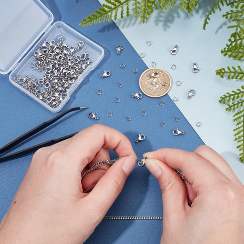PH PandaHall 60pcs 304 Stainless Steel Lobster Clasps with 120pcs 4mm Open Jump Rings Jewelry Clasp Connector Bracelet Clips Closures for Earring ...