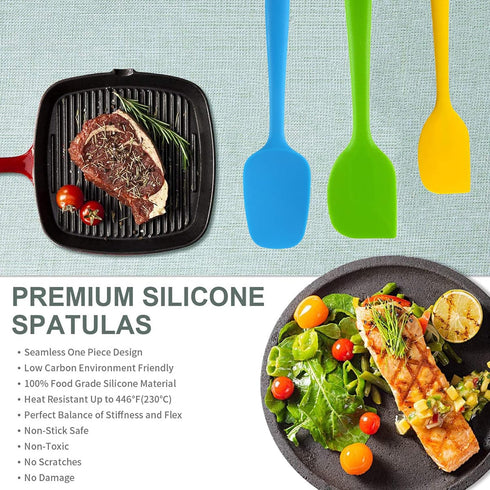 Silicone Spatulas, 3-Piece Set, Heat Resistant Non-Stick Spatula Rubber Scraper Spatulas Spoon, Silicone Kitchen Utensils, Baking Utensils Scraper...