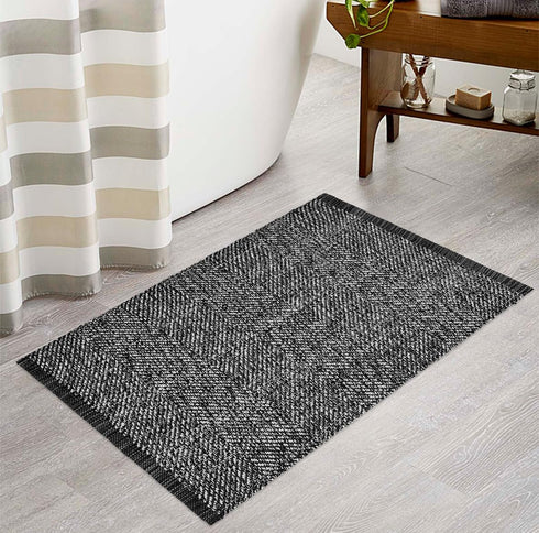 Boho Bathroom Rug,2'x3'Black Cream Entryway Rug Cotton Farmhouse Front Door Mat Machine Washable Throw Rug Reversible Kitchen Floor Mat for Bedroo...