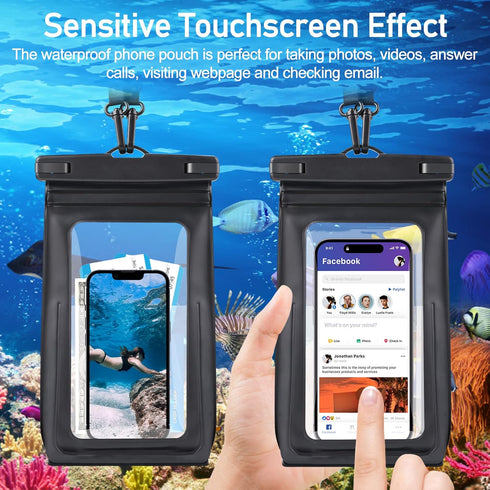 Floating Waterproof Phone Pouch, 2Pack IP68 Waterproof Phone Dry Bag Case with Zip Lock Seal for iPhone 15 14 13 12 11 Pro Max Plus Samsung, Phone...