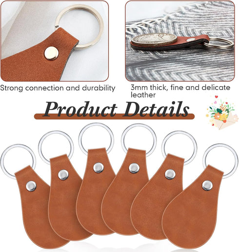 Taiyin 30 Pcs Leather Key Fob Kit for DIY Craft PU Blanks with Rivets and Key Ring for Laser Engraving Keychain(Khaki)...
