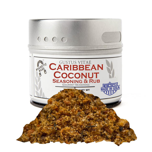 Caribbean Coconut Seasoning & Rub - Authentic Artisanal Gourmet Spice Mix - Non GMO- 2 oz - Small Batch - Magnetic Tin - Gustus Vitae...