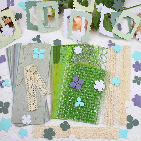 94PCS Textured Scrapbook Paper for Scrapbooking Material, Handmade Junk Journal Paper Mix Lace Craft Mesh Fabric Flower Frame Paper for Art Journa...