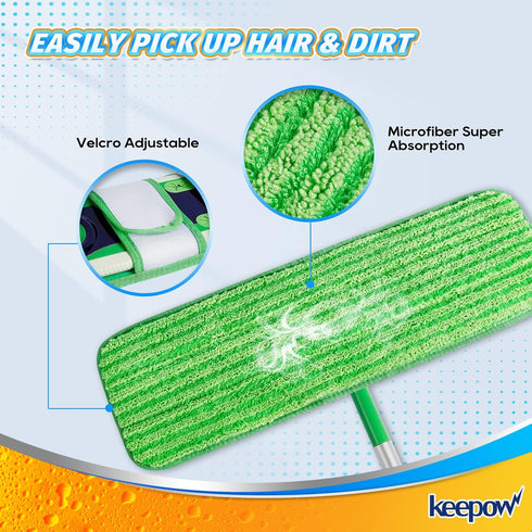 KEEPOW XL Wet Pads Refills for Swiffer XL, Wet Mopping Cloths for Swiffer XL Mop, Reusable Microfiber Mop Pads for Hardwood Floor, 4 Pack...