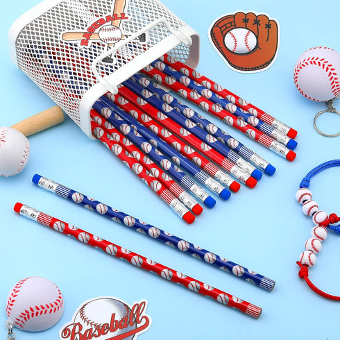 36 Pieces Baseball Pencils Baseball Party Favors Unsharpened Baseball Printed Wooden Pencils with Eraser Sports Themed Fun Drawing Pencils for Bas...