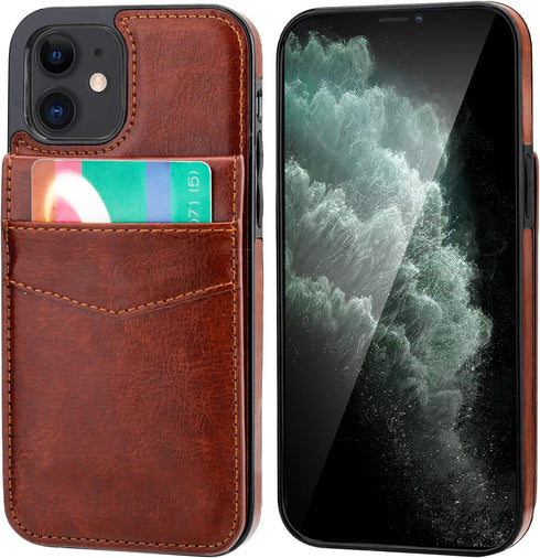 KIHUWEY Compatible with iPhone 12 Compatible with iPhone 12 Pro Case Wallet with Credit Card Holder, Premium Leather Magnetic Clasp Kickstand Heav...