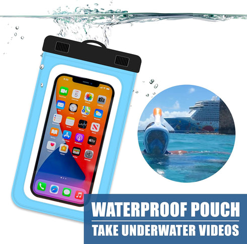 Cruise Lanyards Large Waterproof Cell Phone Pouch Dry Case w/Touch Screen - Screen Size up to 6.5” - for iPhone 15 14 13 12 11 Pro Max XS Plus, Sa...
