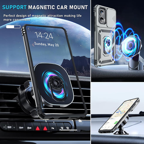 for Motorola Moto G Stylus 5G 2024 Case Built in Slide Camera Lens Cover+Screen Protector+Finger Ring Holder Kickstand,Heavy Duty Shockproof Full ...
