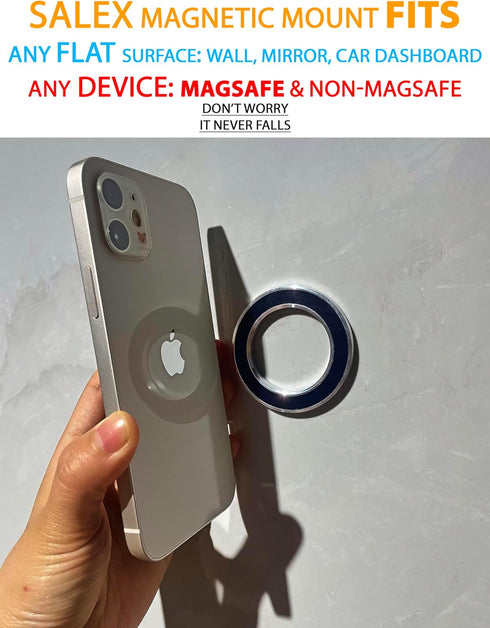 SALEX Compatible with Magsafe Car Mount for Dashboard, Wall, Fridge, Truck, Mirror 2 Pack. Stick On Magnetic Phone Mount for iPhone 15 14 Plus 13 ...