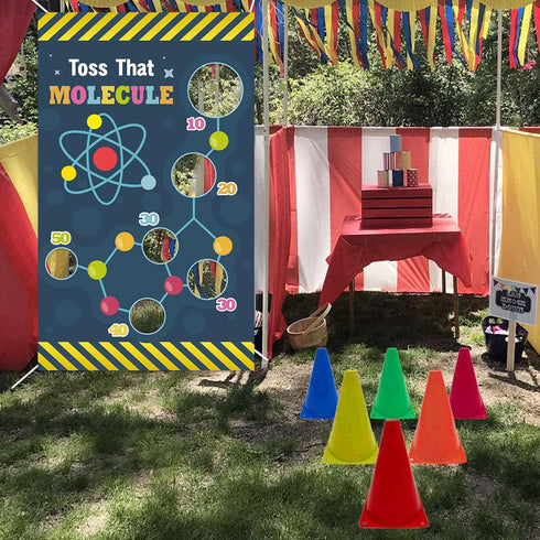 Science Toss Games Banner Backdrop Chemistry Toss that Molecule Theme Decor Decorations for School Science Laboratory Lab Science Classroom Boy Gi...