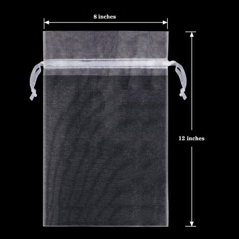 50 PCS 8x12 White Organza Bags - Wedding & Party Gift Bags With Drawstring...