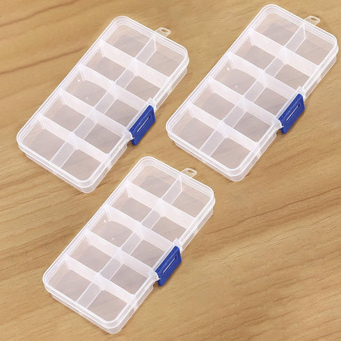 Transparent Plastic Grid Box Storage Organizer,Adjustable Dividers Travel Small Size Case with Lid for Display Collection,Organizing Small Parts,C...