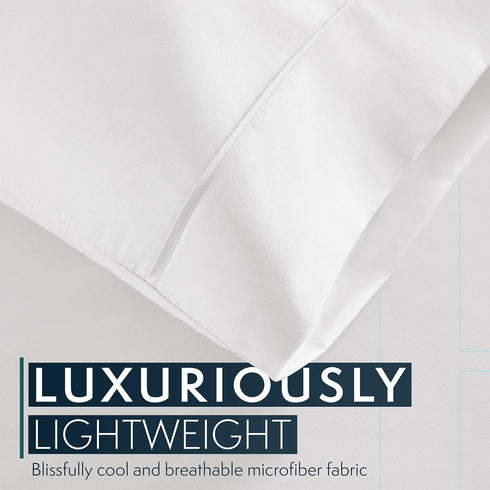 HC Collection Pillow Cases Standard Size/Queen Size Set of 2- Microfiber, Extra Soft Pillowcases - Easy Care & Machine Washable - White...