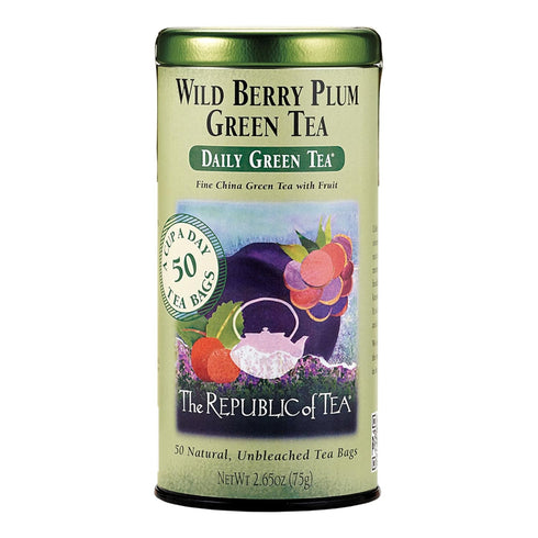 The Republic of Tea Wild Berry Plum Green Tea, 50-Count...