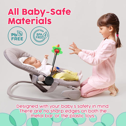 Toy Bar for Baby Bouncer - Googly Eyes Toy Plays Music and Balls Make Tinkling Sounds - Baby-Safe Plastic Baby Bouncer Toys - Easy to Install Baby...