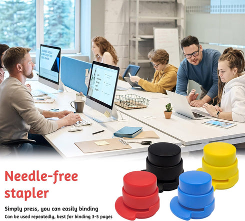 4 Pack Paper Stapler No Staples, 2-5 Sheet Staple-Free Stapler, Mini Portable Stapleless Stapler for Home School Office, Desktop Needleless Staple...