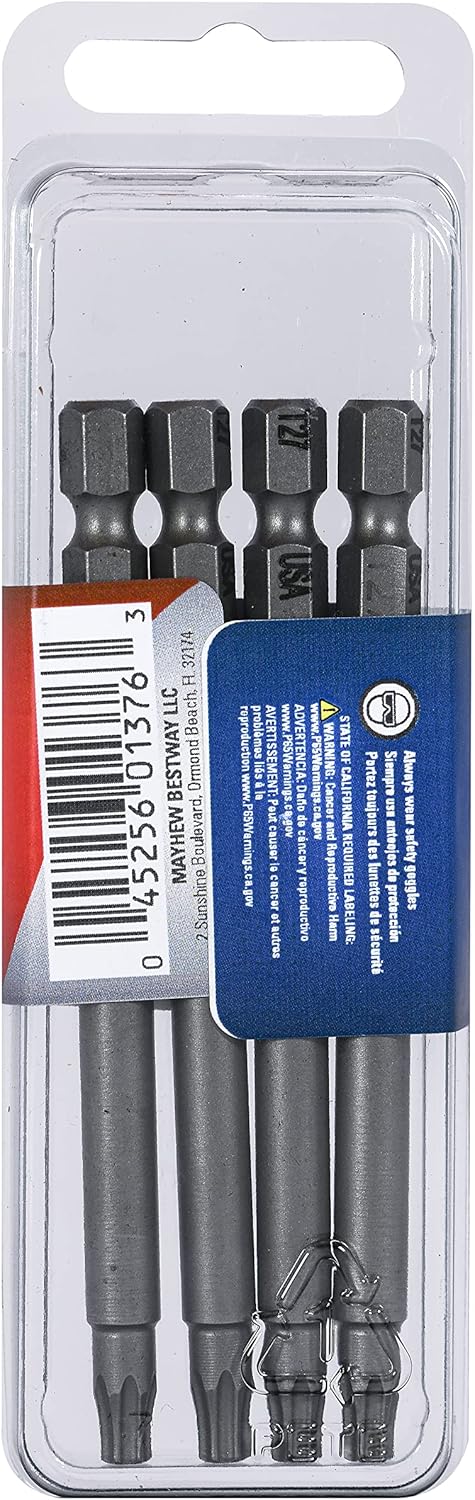 Mayhew Tools 19338-4 USA Torx Power Bit, T27 x 3.5", 4-Pack...