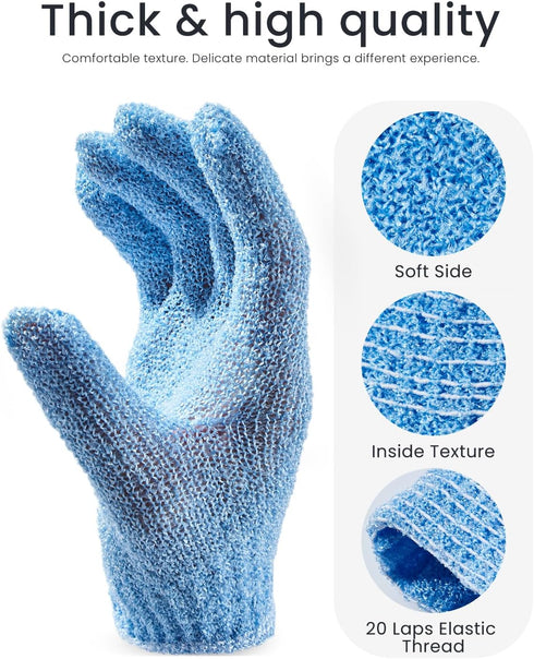 Exfoliating Gloves Skin Body Exfoliator Shower Gloves Bath Mitt Body Scrub Gloves for Dead Skin Removal Exfoliation Mitt- Scrubbing Accessories fo...