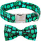 St.Patrick's Day Clover Dog Collars with Bow Tie,Black Clover Soft Cotton with Safety Metal Buckle Adjustable Puppy Collars for Large Boy & Girl D...
