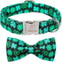 St.Patrick's Day Clover Dog Collars with Bow Tie,Black Clover Soft Cotton with Safety Metal Buckle Adjustable Puppy Collars for Large Boy & Girl D...