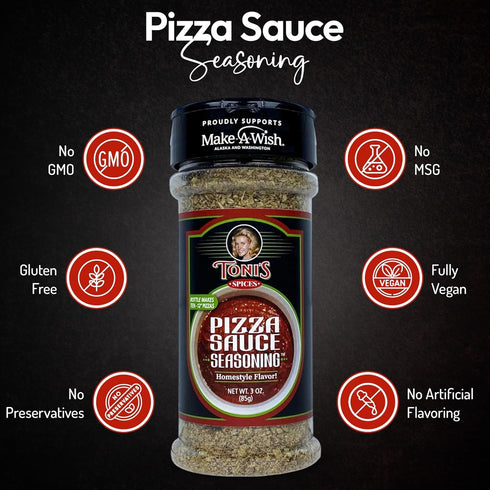 Toni's Spices Toni's Spice Pizza Seasoning - 3oz Jar | Authentic Family Pizza Seasoning Spice Blend Recipe | Supports Make-A-Wish Foundation Alask...