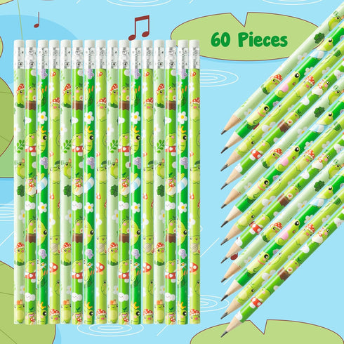 60Pcs Frog Pencils with Eraser - Summer Frog #2 HB Pencils, Back to School Classroom Student Rewards, Back to School Office Supplies, Party Goodie...