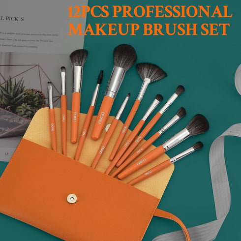 DUAIU Makeup Brushes Set 12Pcs Professional Makeup Brush Set Premium Synthetic Foundation Blending Face Powder Blush Concealers Eye Shadows Make U...