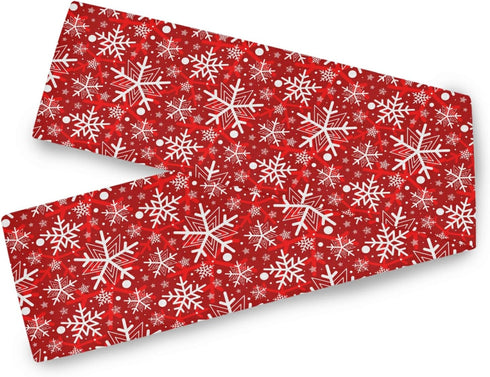 Winter Snowflake Red Table Runner 70 Inches Christmas Snowflakes Snow Runner for Dining Table Kitchen Holiday New Year Rustic Seasonal Farmhouse P...