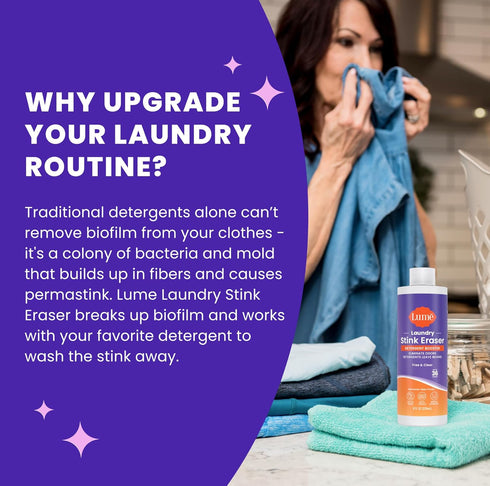 Lume Laundry Stink Eraser - Detergent Booster & Sink Soak - Eliminates Body Odor In Clothes - Odor Blasting Enzyme Blend - Makes Your Detergent Wo...