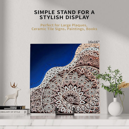 8 Inch Large Plate Stands for Display - Metal Square Wire Plate Holder Display Stand + Picture Stand for Book, Platter, Plaque, Photo Easel (2 Pac...