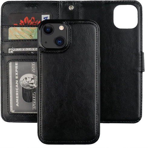 Bocasal Detachable Wallet Case for iPhone 13 RFID Blocking Card Slots Holder Premium PU Leather Magnetic Kickstand Shockproof Wrist Strap Removabl...